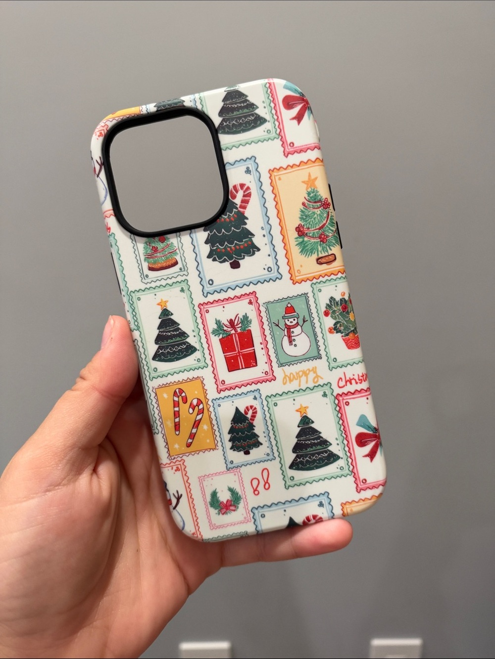 Christmas Stamp Pattern Phone Case - White Holiday Design